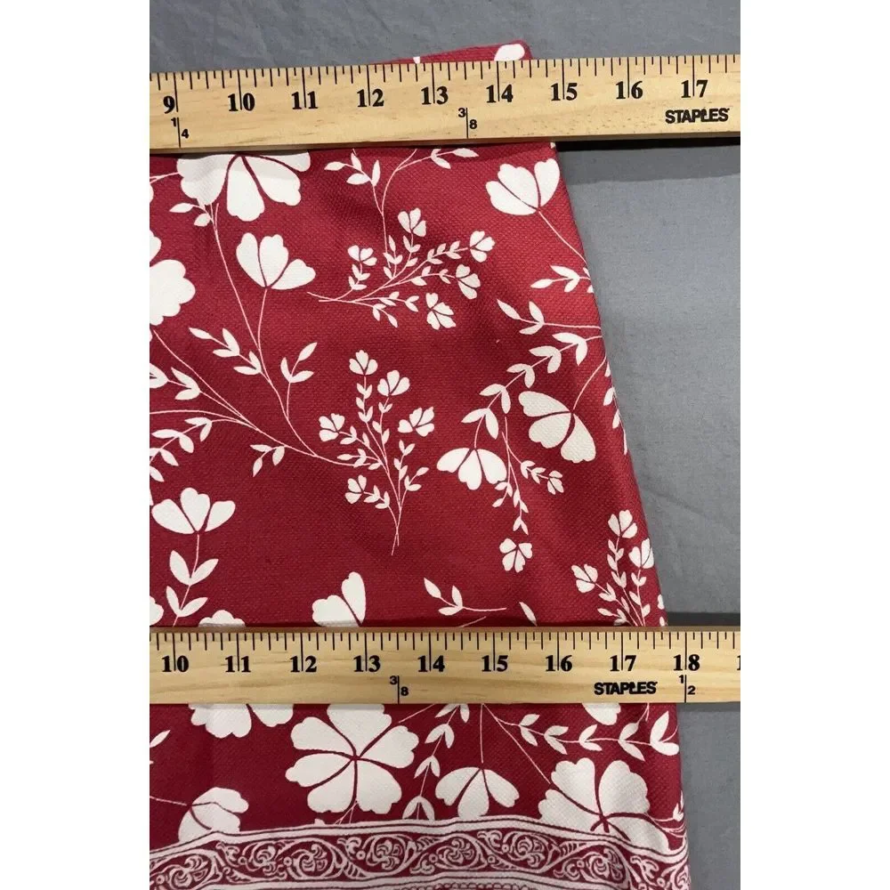 Ann‎ Taylor Loft Petite Skirt 10P Red Floral Pencil Mini Lined Cotton Career - Picture 5 of 8